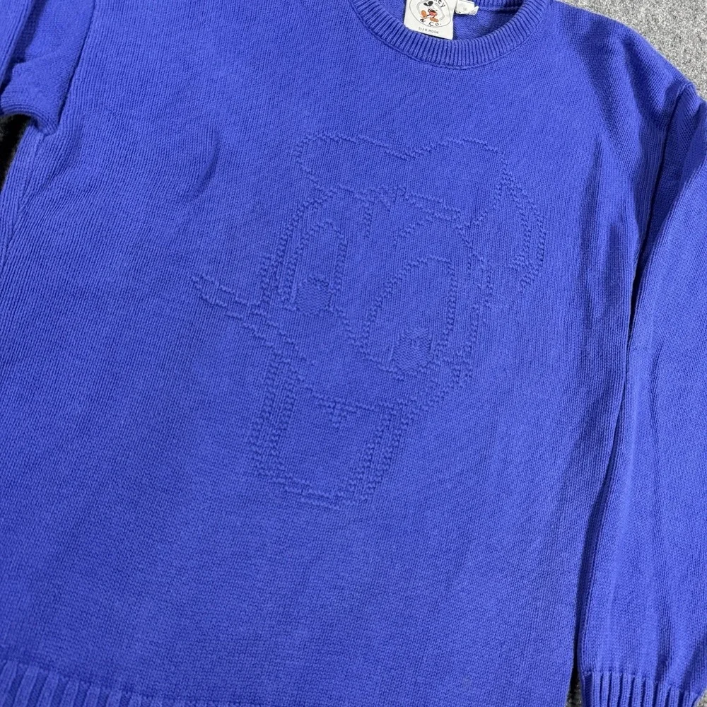 Vintage Donald Duck Sweater Medium Blue Tonal Disney Mickey Co 90s